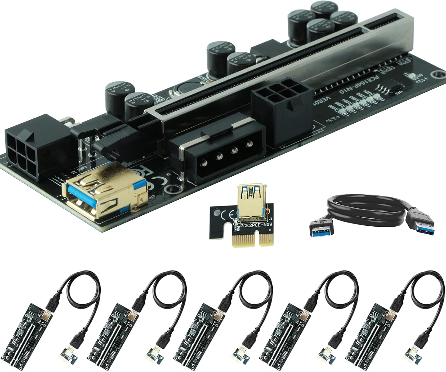 6 Pack GPU Riser Express Kits with 60cm USB 3.0 Cable M4328