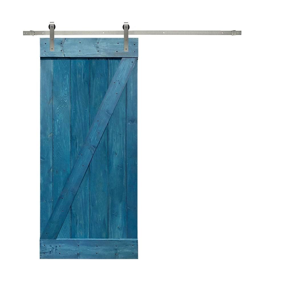 White Stained Wood Interior Sliding Barn Door with Hardware Kit U158