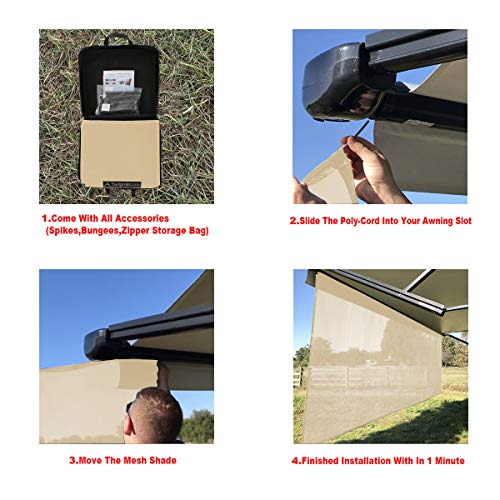Beige Mesh RV Awning Sun Shade Screen 7' X 10'3'' F7489