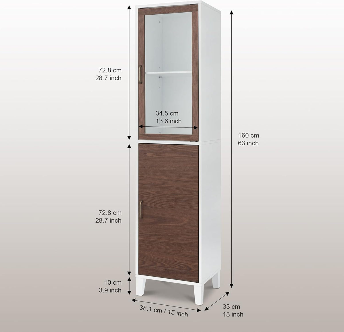 White Natural Wood Bathroom Linen Cabinet S94178