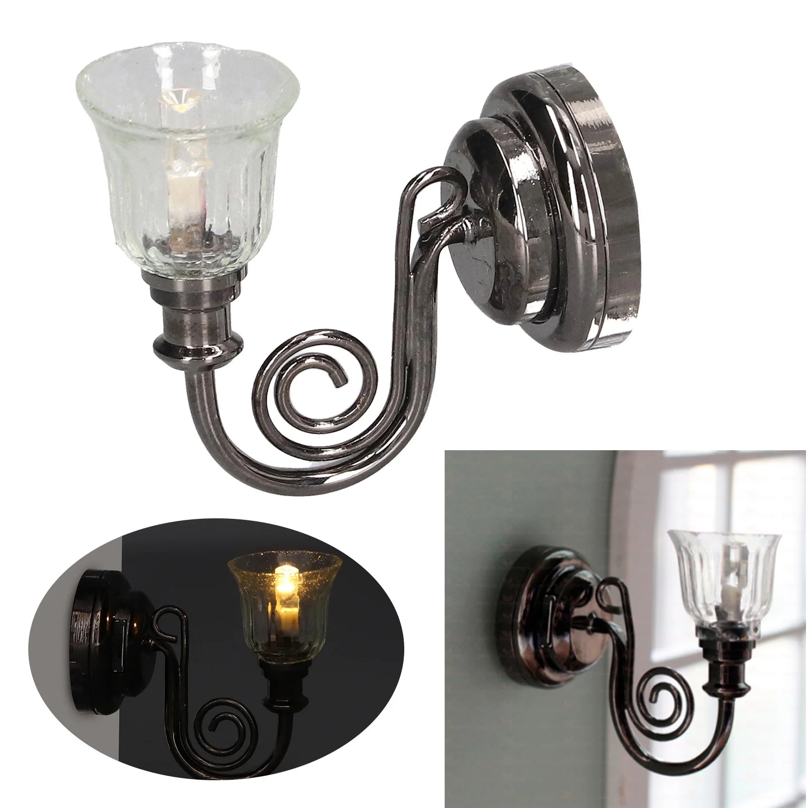 Dollhouse Wall Lamp Miniature Lantern Light with Battery A514511