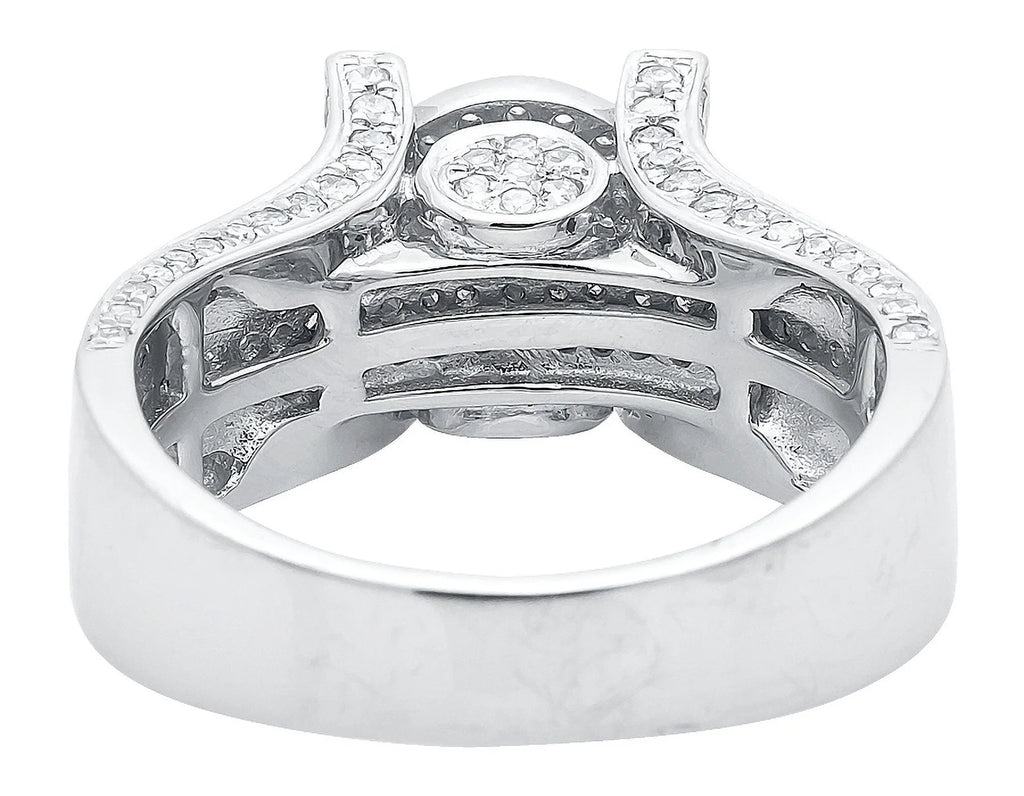 10k White Gold Ladies Round Cluster Diamond Ring O534
