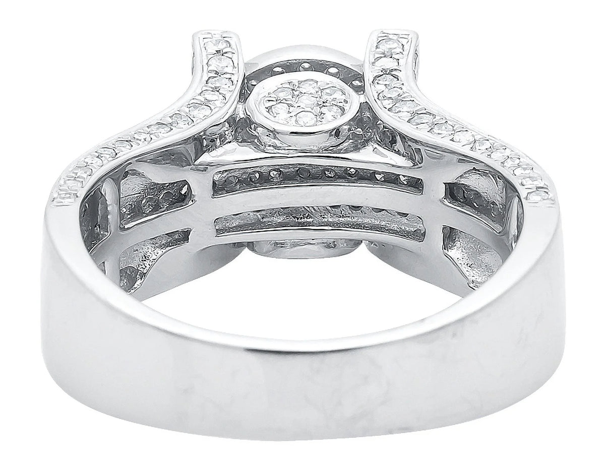 10k White Gold Ladies Round Cluster Diamond Ring O534