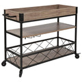 Light Oak Bar Cart with Wheels W7452