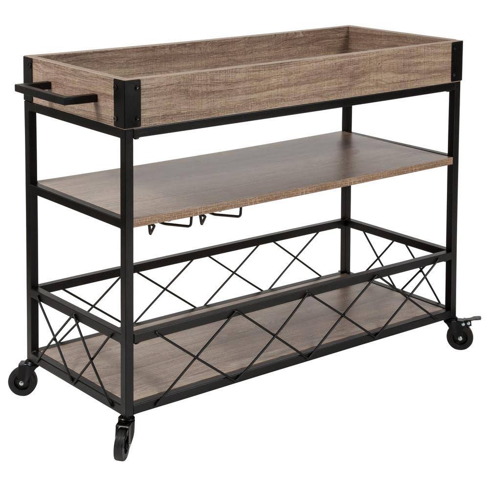 Light Oak Bar Cart with Wheels W7452
