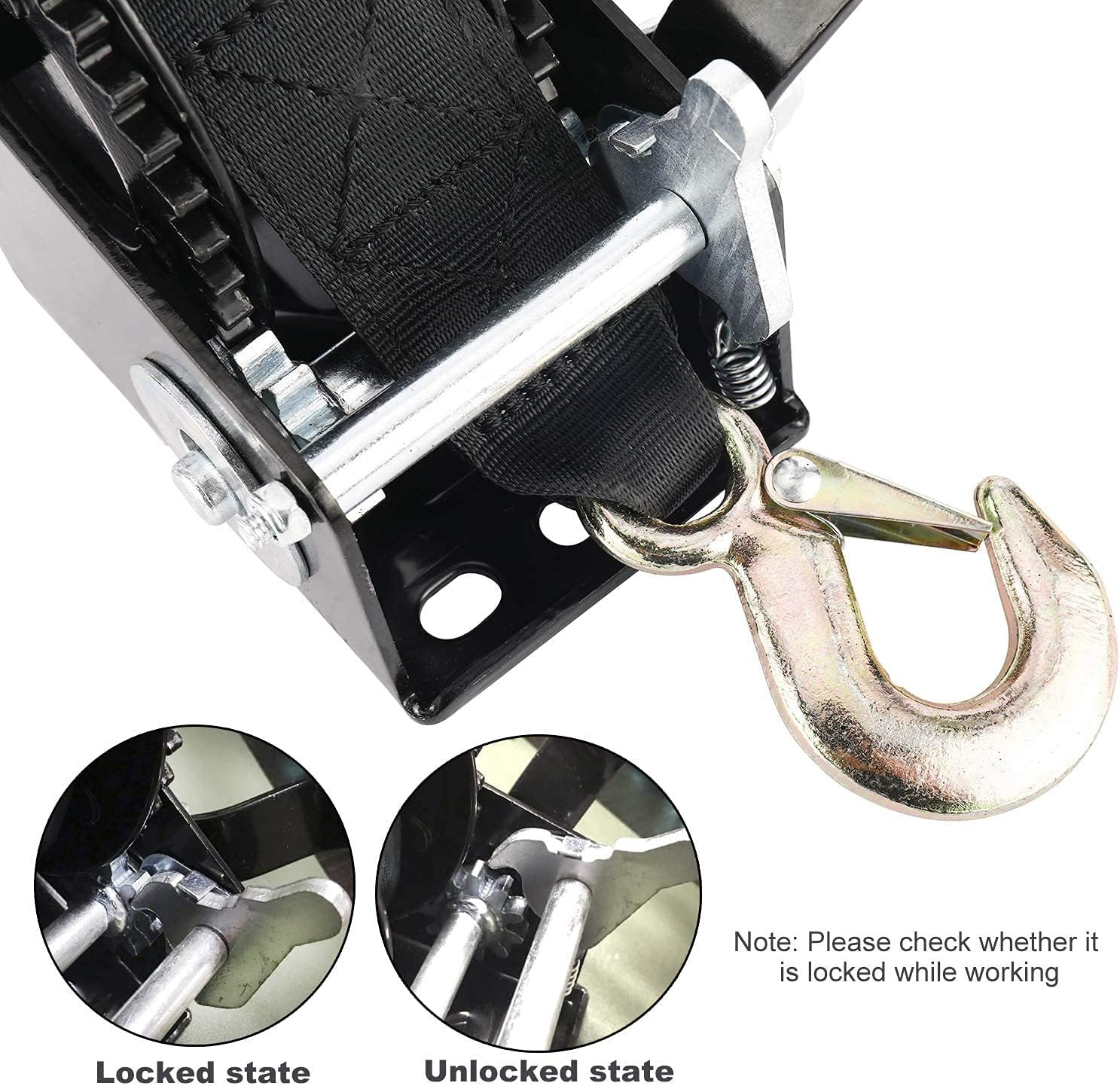 Heavy Duty Hand Winch 2000LBS with 25-Foot Strap, Pack of 2 L244