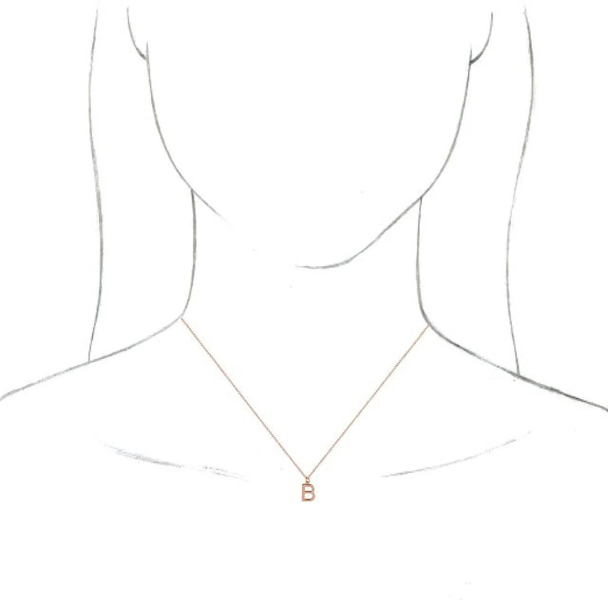 18K Rose Gold-Plated Sterling Silver Initial B Dangle 18" Necklace Q4666