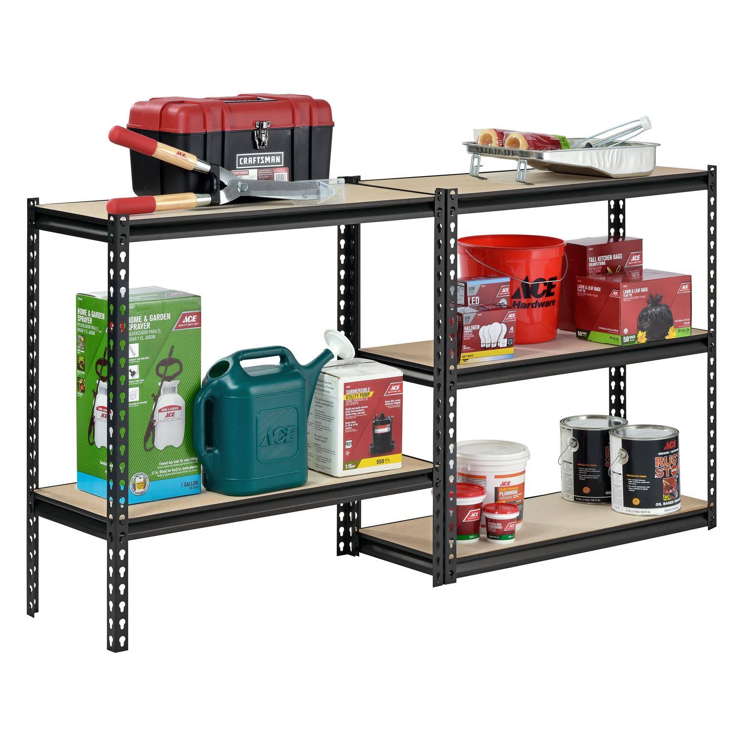 Steel Storage Rack, 5 Adjustable Shelves, 3200 lb. Capacity, Black X736
