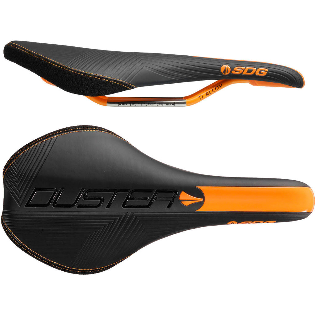 Black/Orange Ti-Alloy Rails Duster Saddle V15973