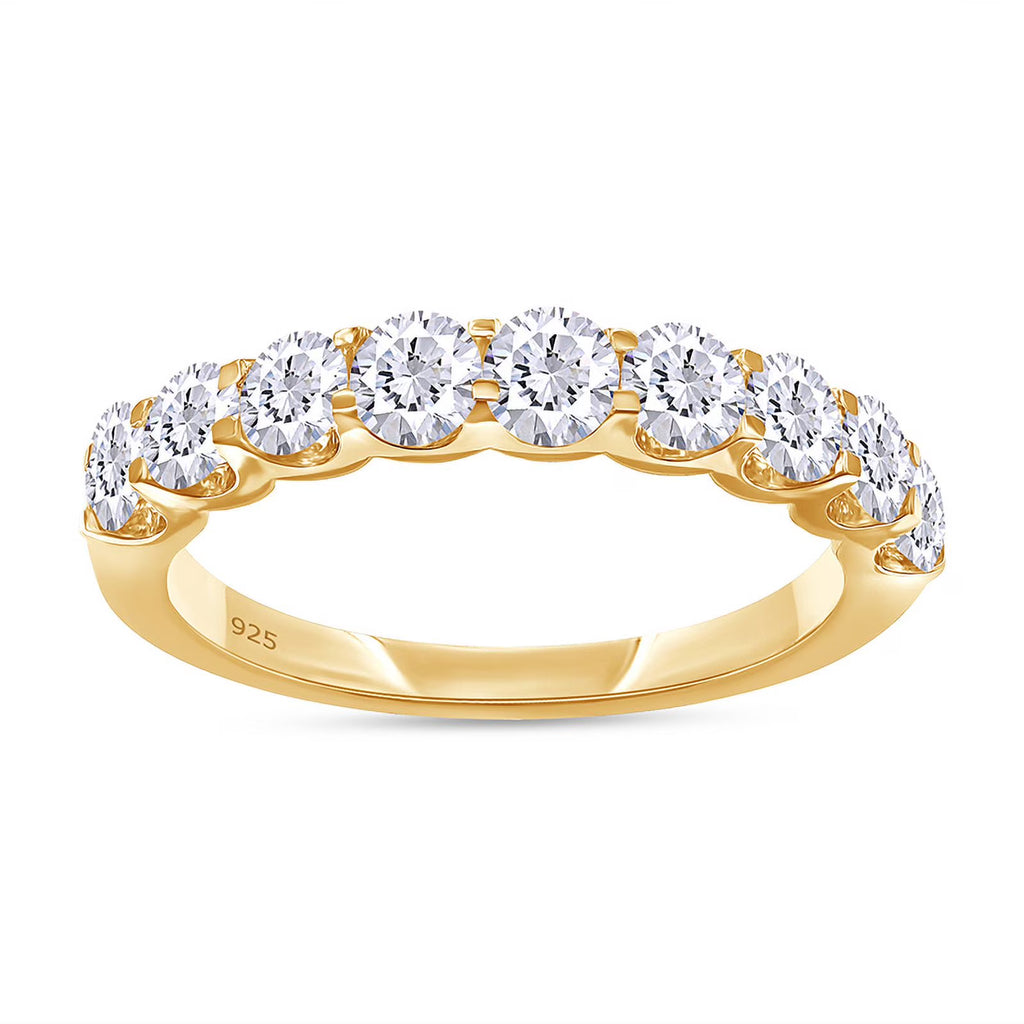0.86 Carat Round Cut Lab Created Moissanite Half Eternity Wedding Band Ring In 14K Yellow Gold Over Sterling Silver Size 7 R61929