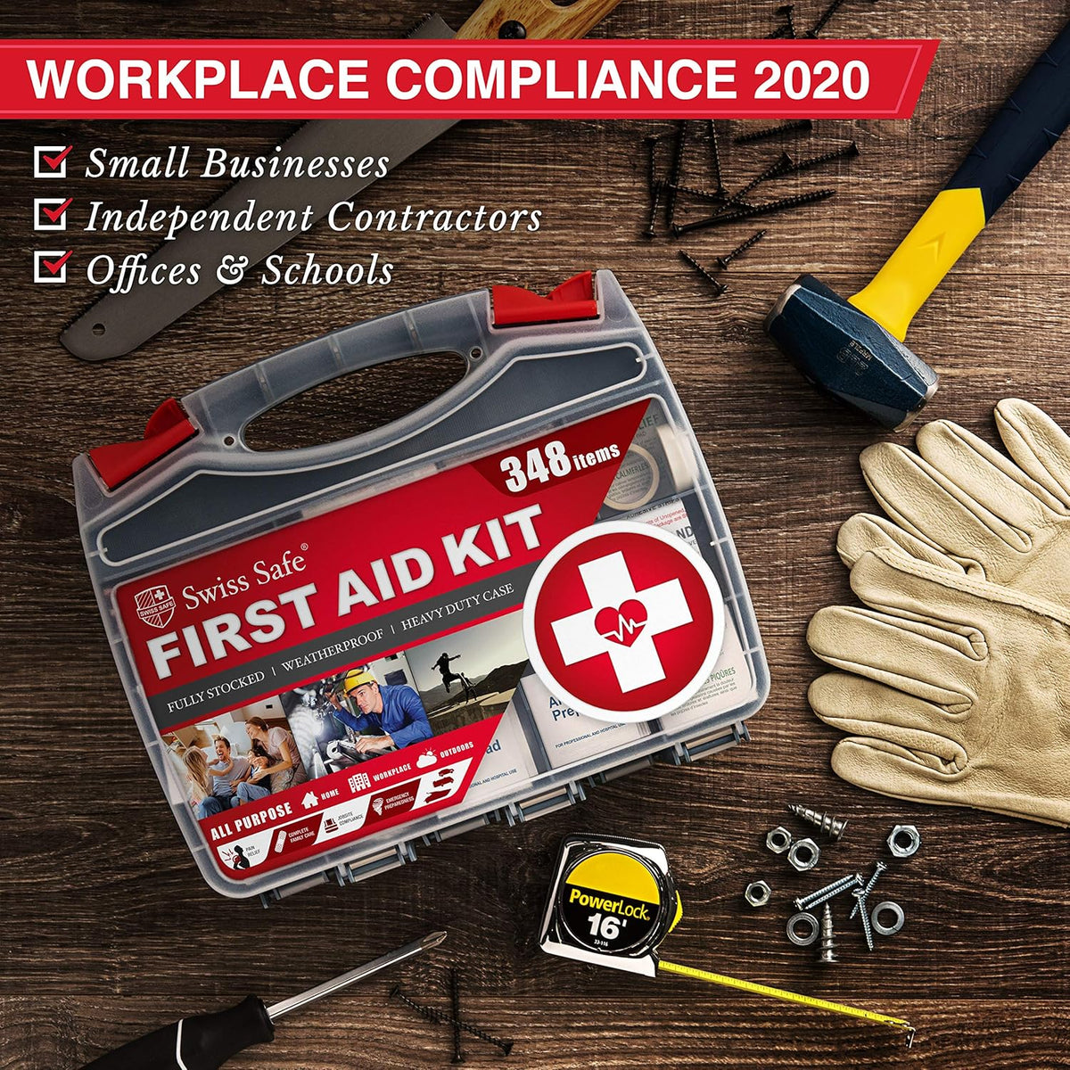 2-in-1 Hardcase First Aid Kit (348 Piece) + Bonus Mini Kit (32 Piece) R31031