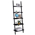 5-Tier Leaning Wall Display Bookcase Black V5644