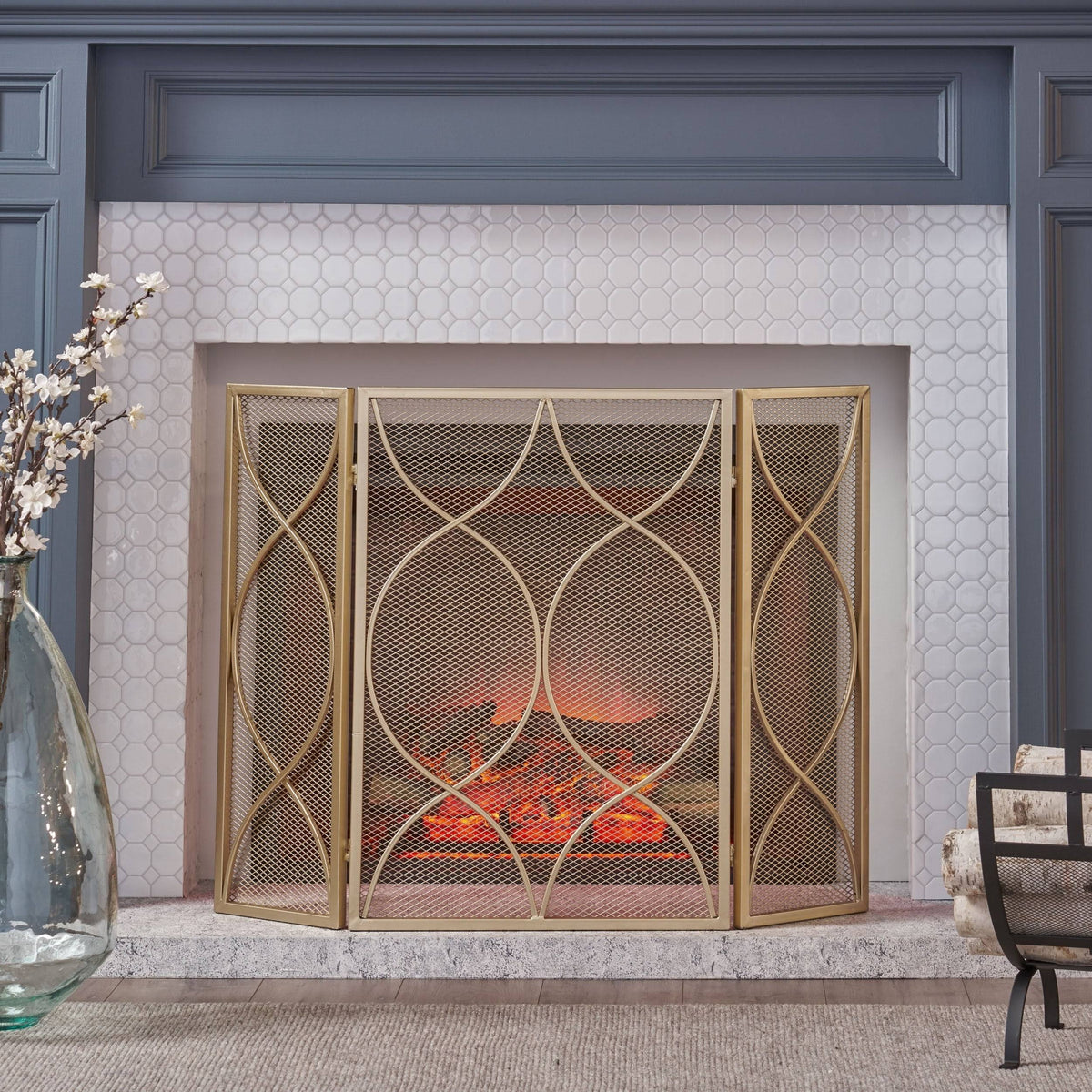 Three Panel Iron Firescreen Y17488