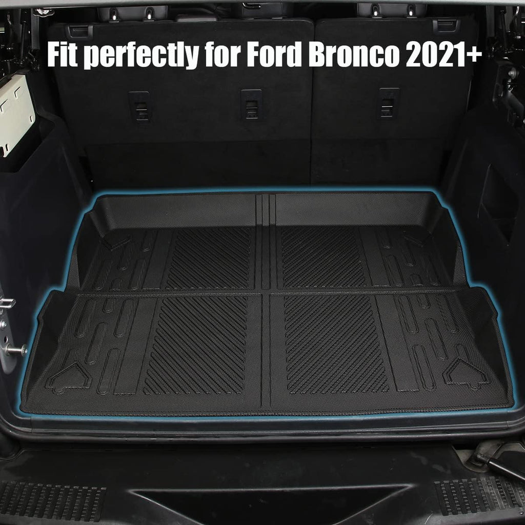 Cargo Liner Trunk Floor Mat for Ford Bronco 2021 2022 All Weather Waterproof TPE Pack of 2 T4493
