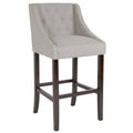 Light Gray Tufted Walnut Barstool R20300