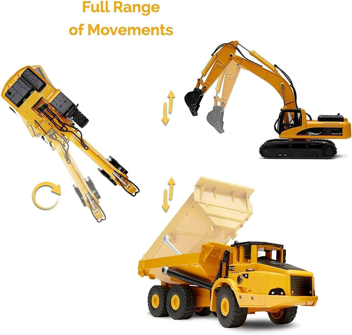 Diecast Metal Construction Trucks, Excavator and Dump Truck, Set of 2 R353