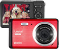 2.8 inch TFT LCD Rechargeable FHD 1080P Mini Digital Camera, 20 MP HD Compact Camera, Red, Pack of 2 U195001