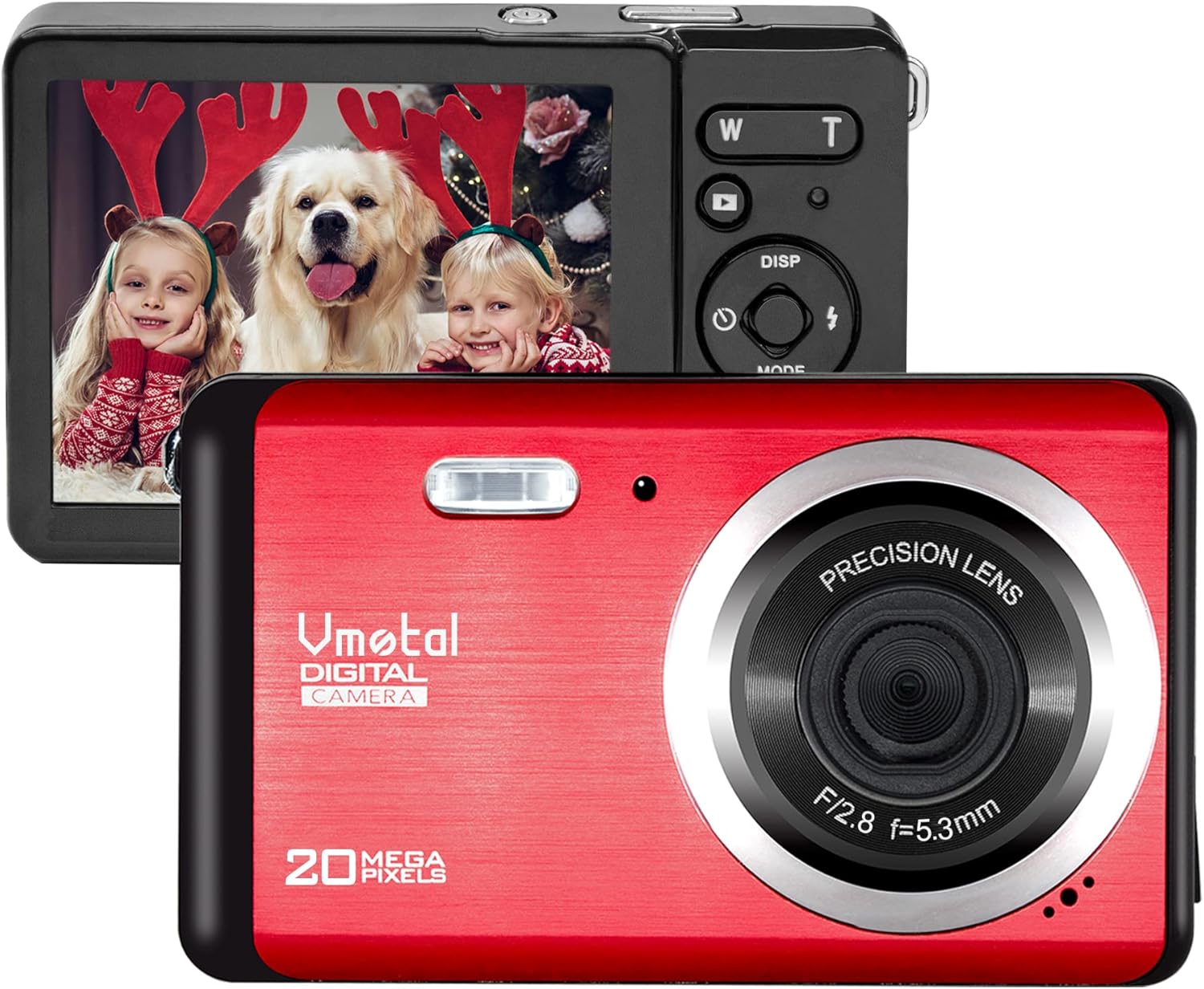 2.8 inch TFT LCD Rechargeable FHD 1080P Mini Digital Camera, 20 MP HD Compact Camera, Red, Pack of 2 U195001
