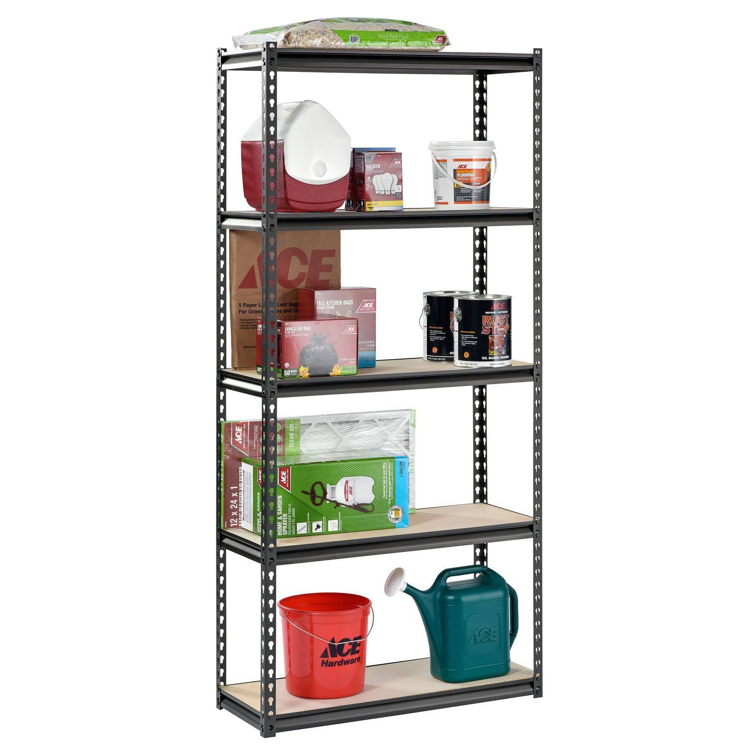 Steel Storage Rack, 5 Adjustable Shelves, 3200 lb. Capacity, Black X736
