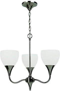 Polished Nickel Finish Chandelier with Cased Opal Etched Glass Shades N5266
