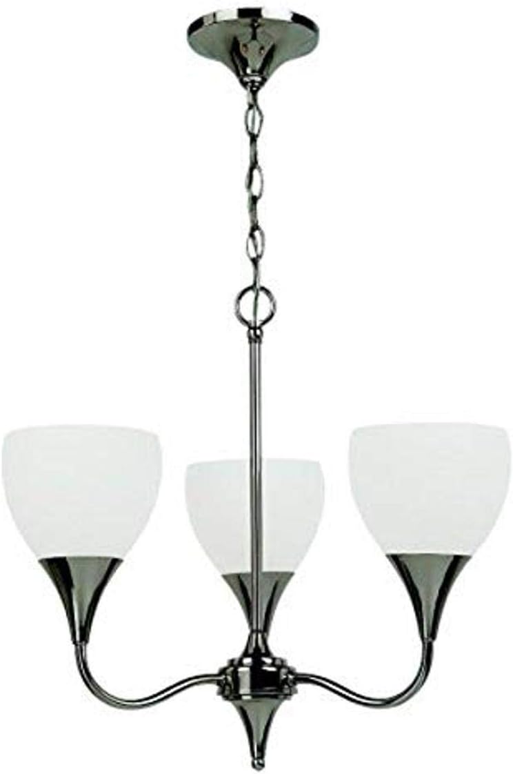 Polished Nickel Finish Chandelier with Cased Opal Etched Glass Shades N5266