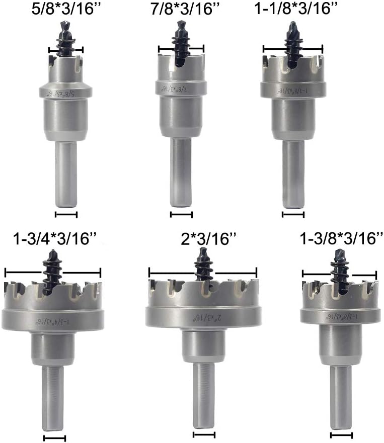 6pcs TCT Hole Saw Set with 3/8 Inch Shank K121986
