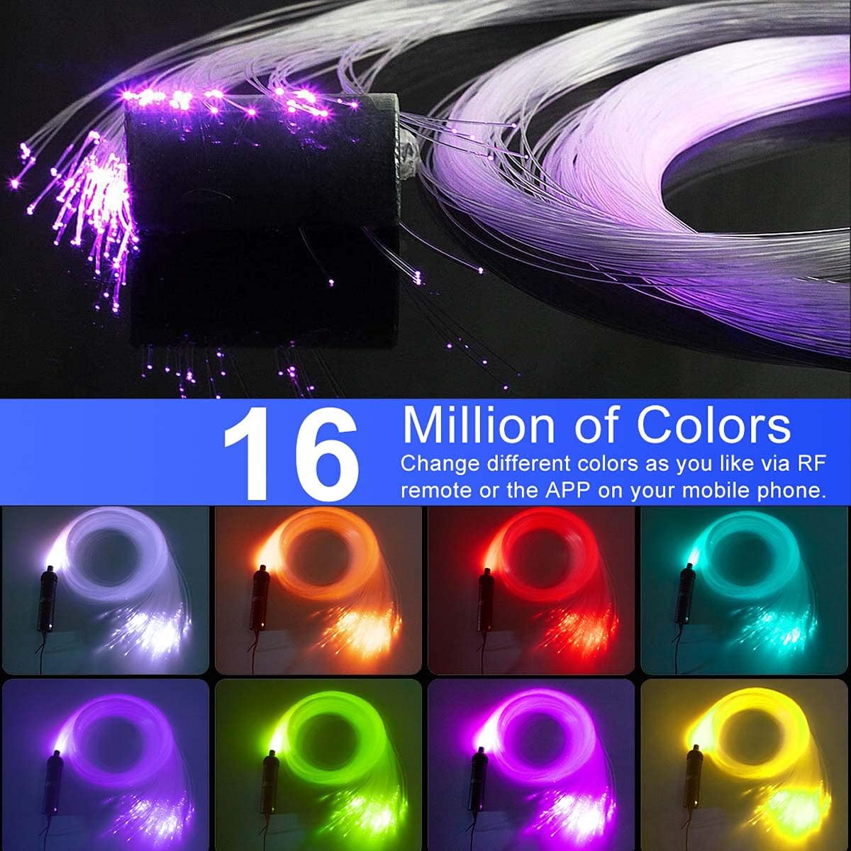 450pcs 0.03in 9.8ft RGBW LED Fiber Optic Star Ceiling Light Kit M119