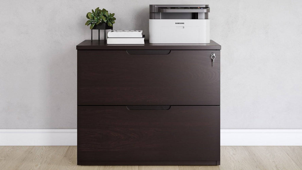 2 Drawer Lateral Filing Cabinet Dark Walnut X3612