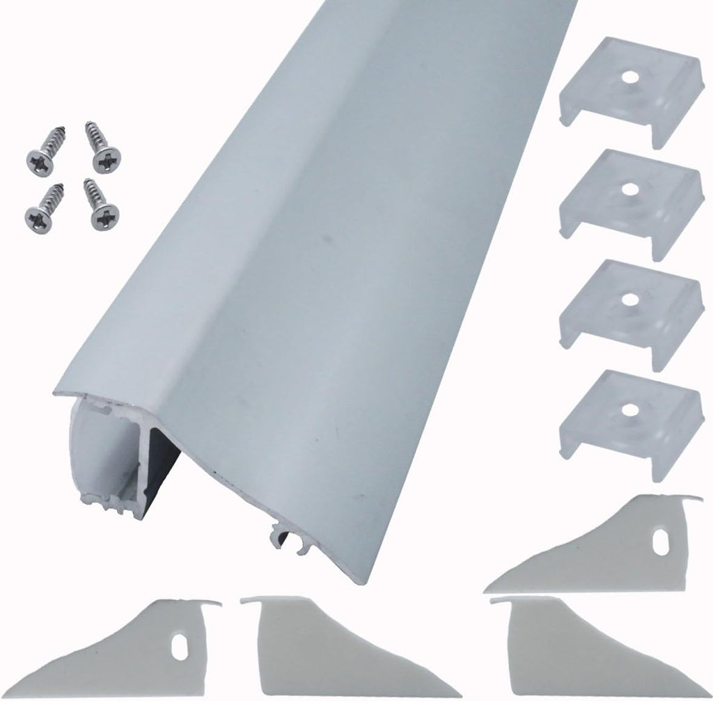 4 Pack 1M/3.3ft Aluminum LED Channels with Diffused Covers, Mounting Clips, End Caps for LED Strip Wall Mounting J6562