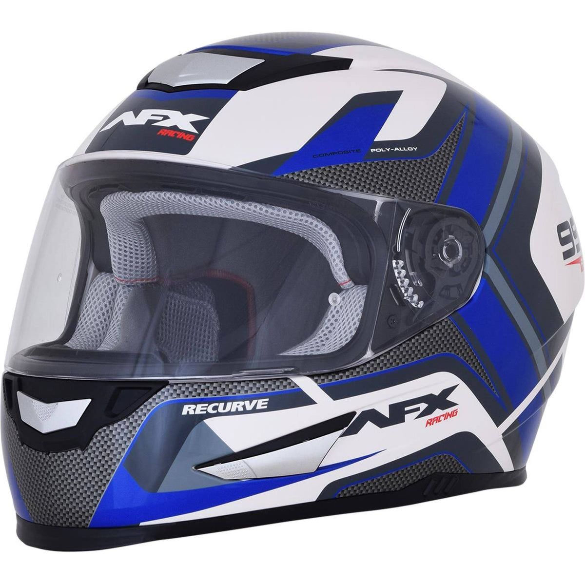 Pearl White/Blue Recurve Helmet C299