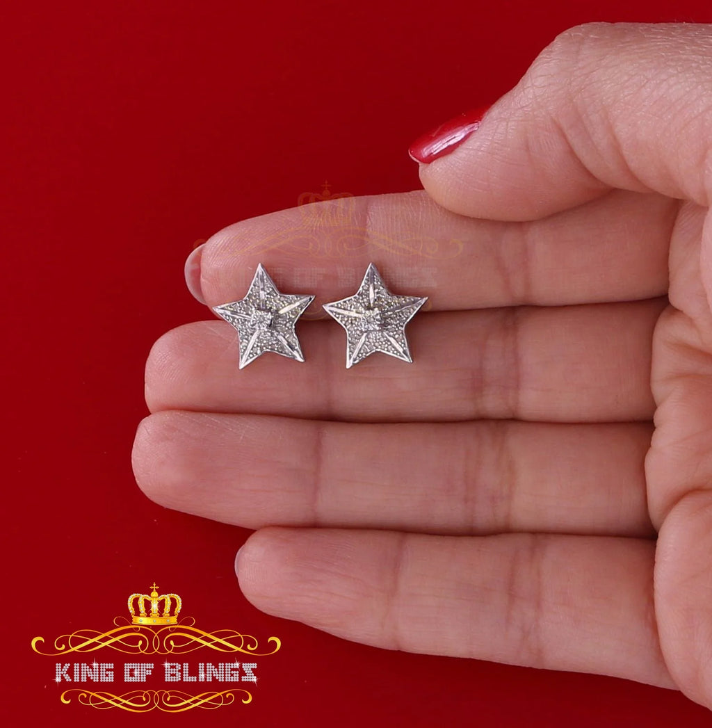 925 Sterling Silver Diamond Stud Star Earrings S8284