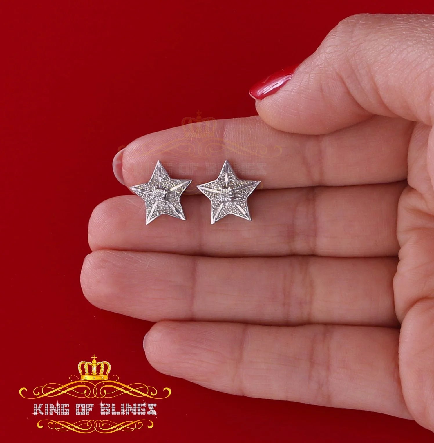925 Sterling Silver Diamond Stud Star Earrings S8284