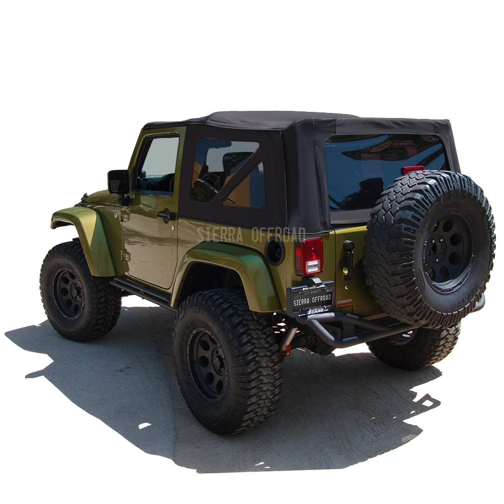 Black Twill Vinyl 2 Door Jeep Soft Top with Rear Plastic Tinted Windows F64335