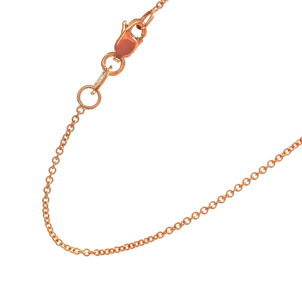 14k Solid Rose Gold 0.7 mm Round Cable Chain Necklace, Lobster Claw Clasp, 20 Inches V830354