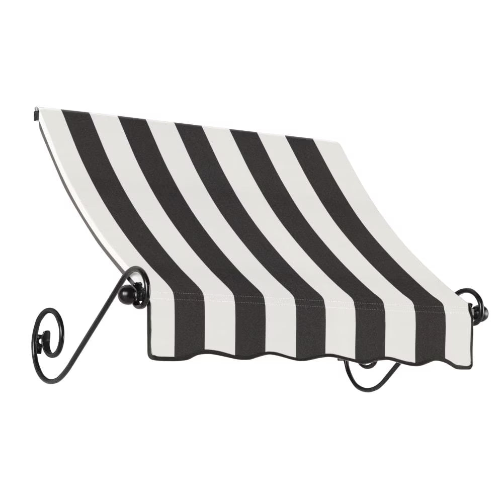 Black/White Stripe Fixed Awning Q1461
