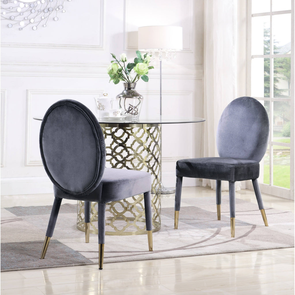Velvet Dining Chair Set of 2 Grey P236