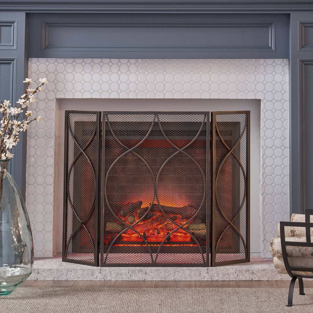 Three Panel Iron Firescreen Y17488