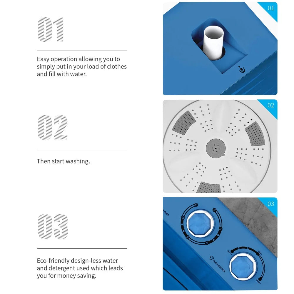 26Lbs Semi-automatic Twin Tub Washing Machine, White&Blue Y8557