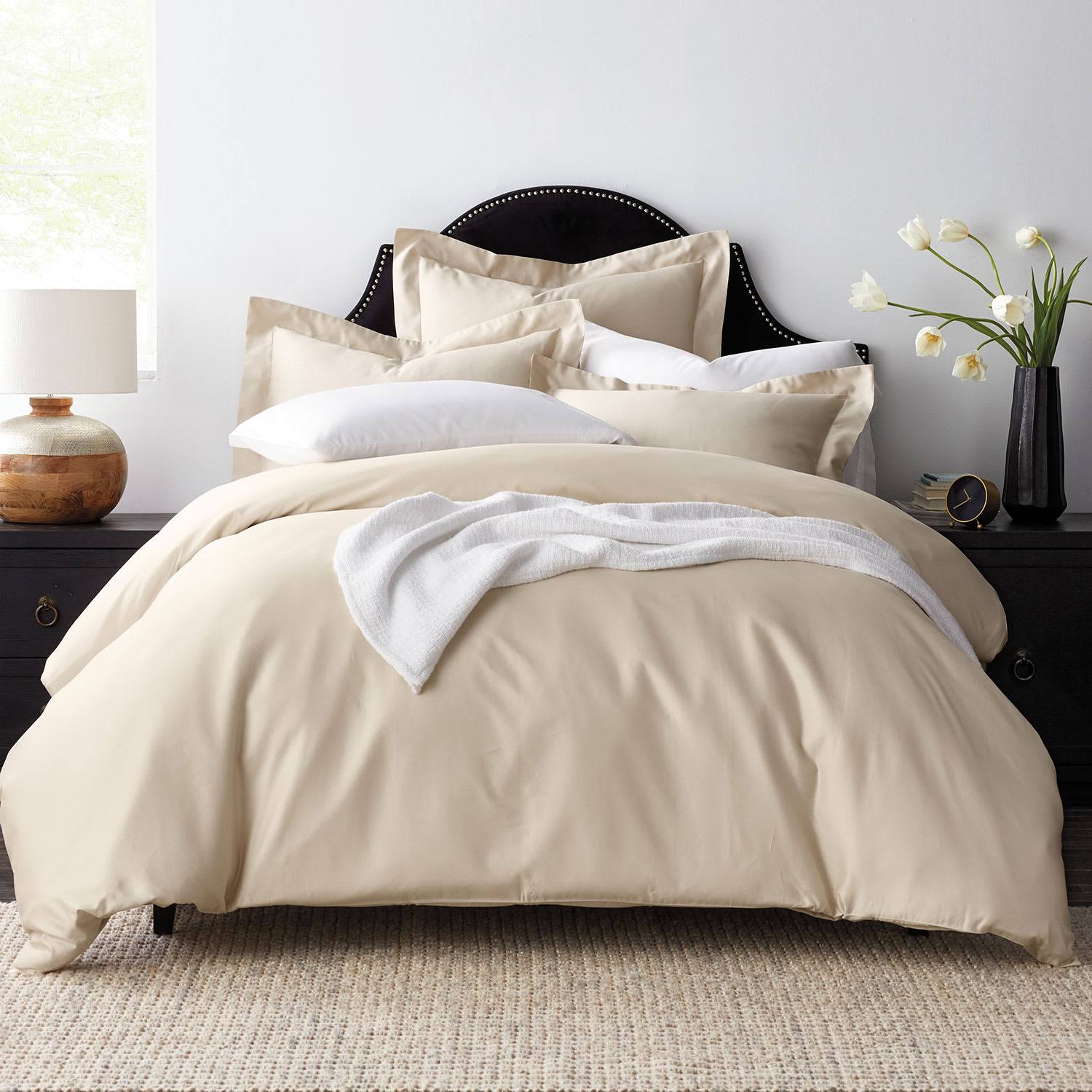 White Solid Egyptian Cotton Sateen Twin Duvet Cover Y19138