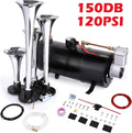 150DB 4 Trumpet Train Horn Kit with 120PSI Air Compressor (Black) Q20733