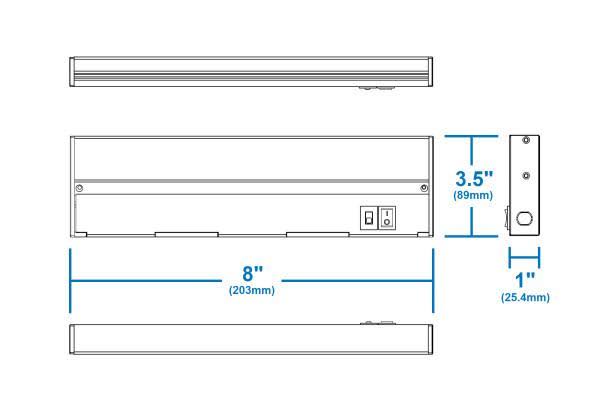 8 in. Black Selectable LED Under Cabinet Light A3477