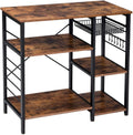 4-Tier Kitchen Baker's Rack with Wire Basket and 6 Hooks, Rustic Brown H605