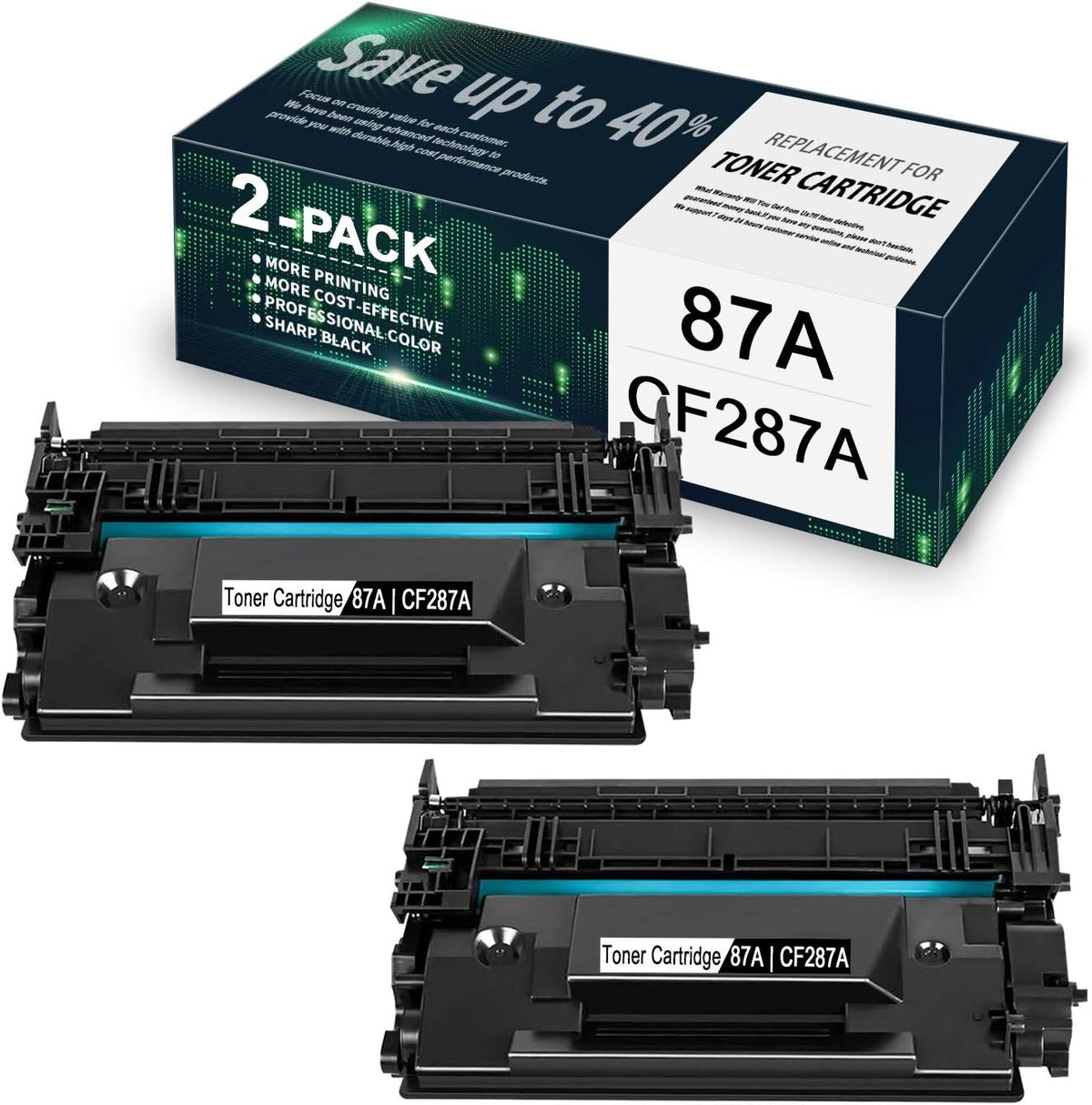 2-Pack Black 87A Compatible Toner Cartridge O931