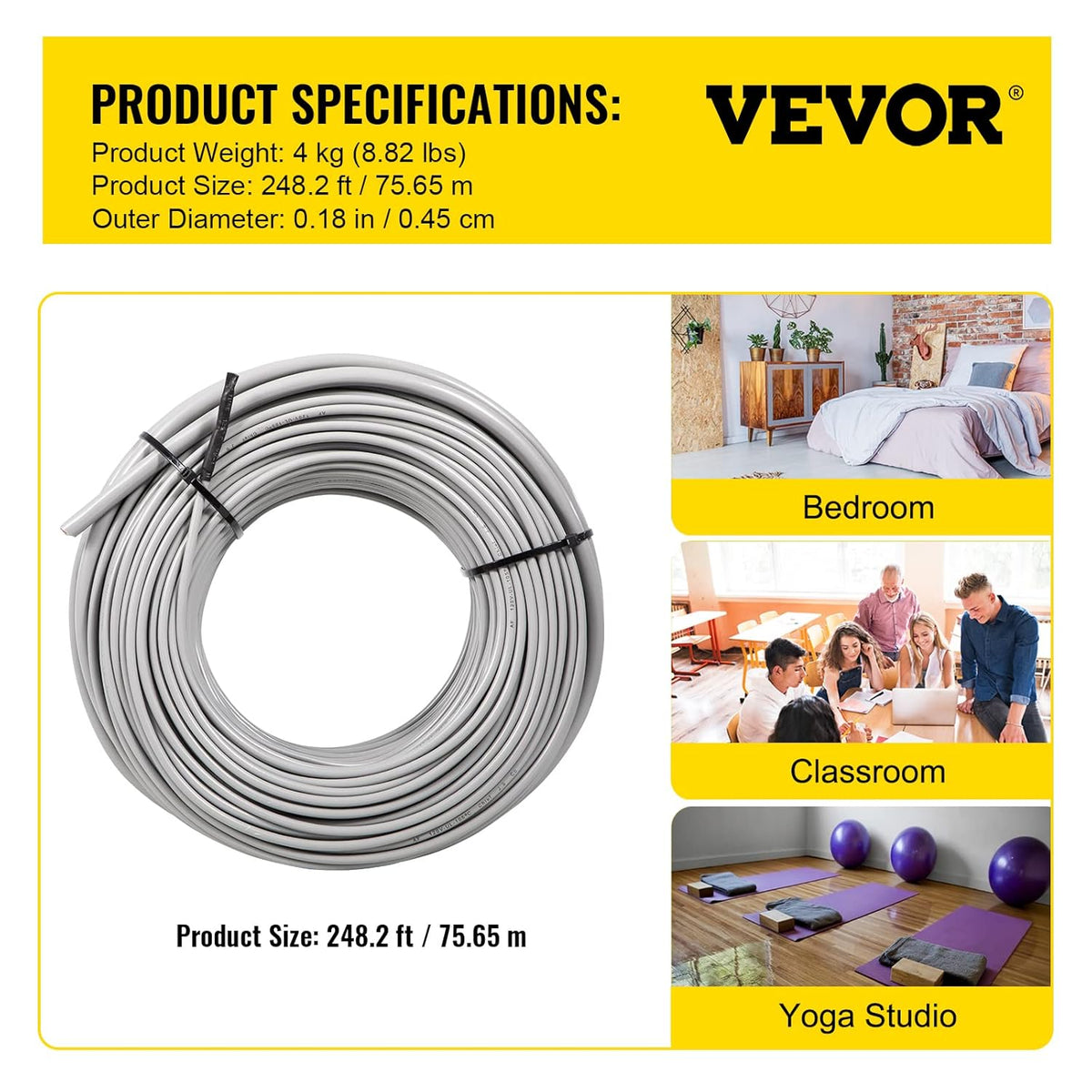 75 Square Feet Floor Heating Cable with Temperature Control Panel N986242