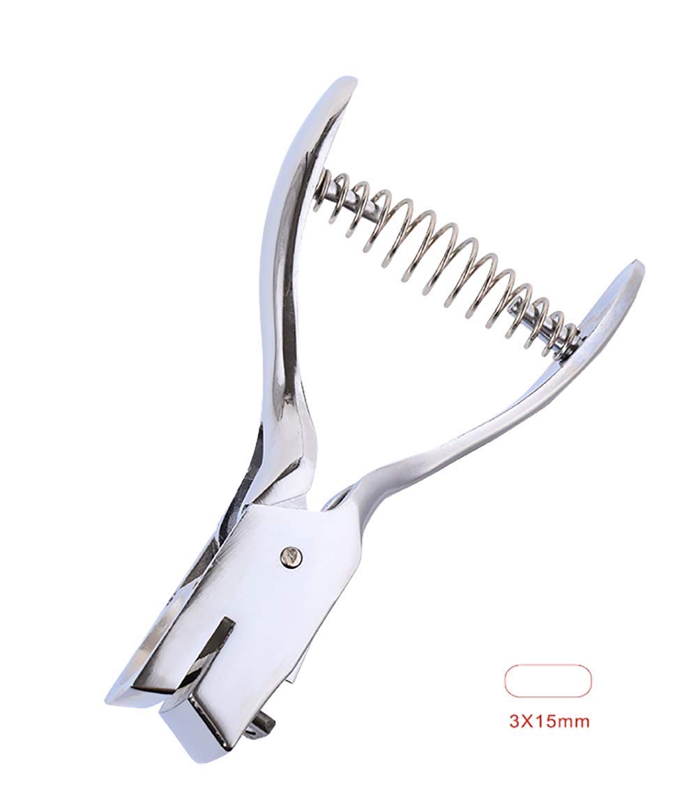 Metal Hand-held Slot Hole Punch Pliers for PVC Cards 15x3mm D3776