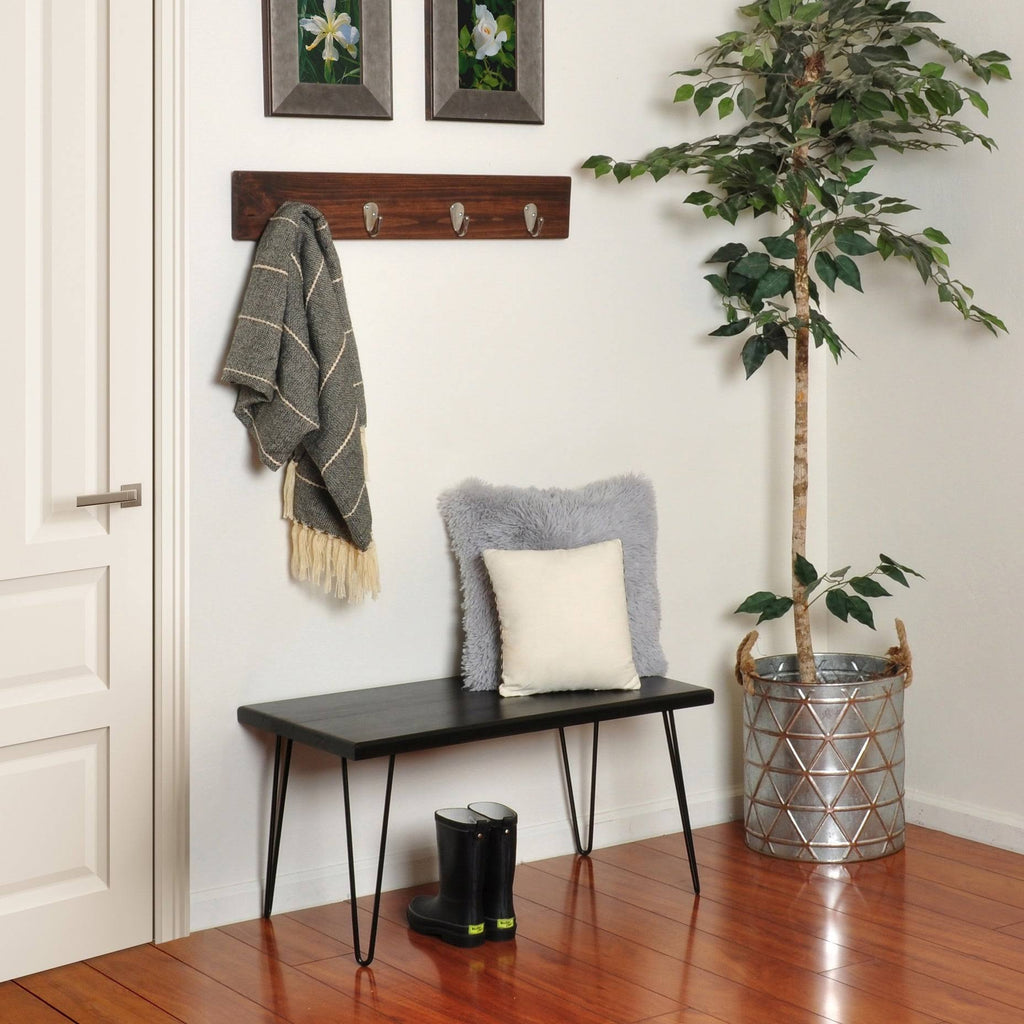 Dark Brown Wood Bench L326