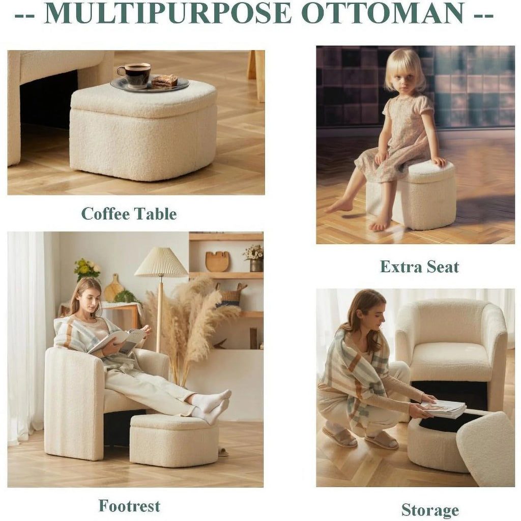 Sherpa Barrel Chair with Storage Ottoman T864167