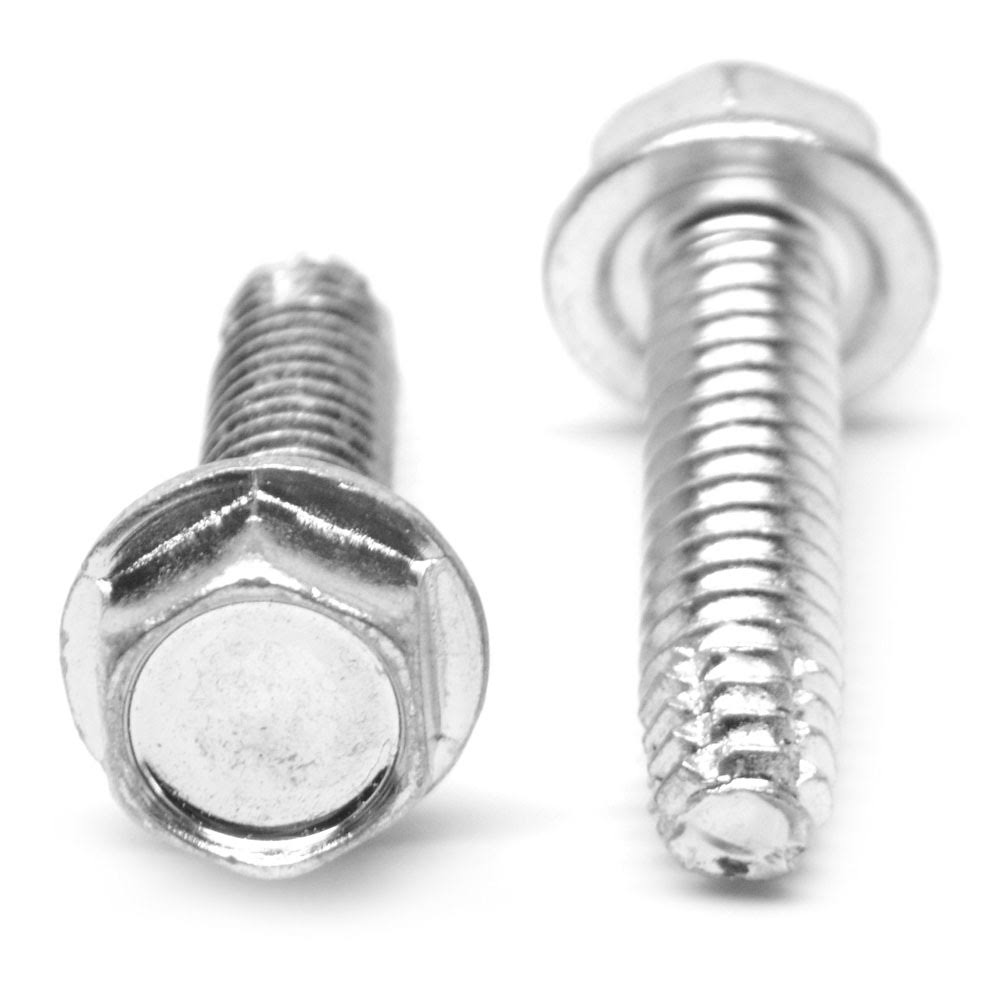 Hex Washer Head Thread Cutting Screw, #6-32 x 5/16, Coarse Thread, Low Carbon Steel, Zinc Plated X3411
