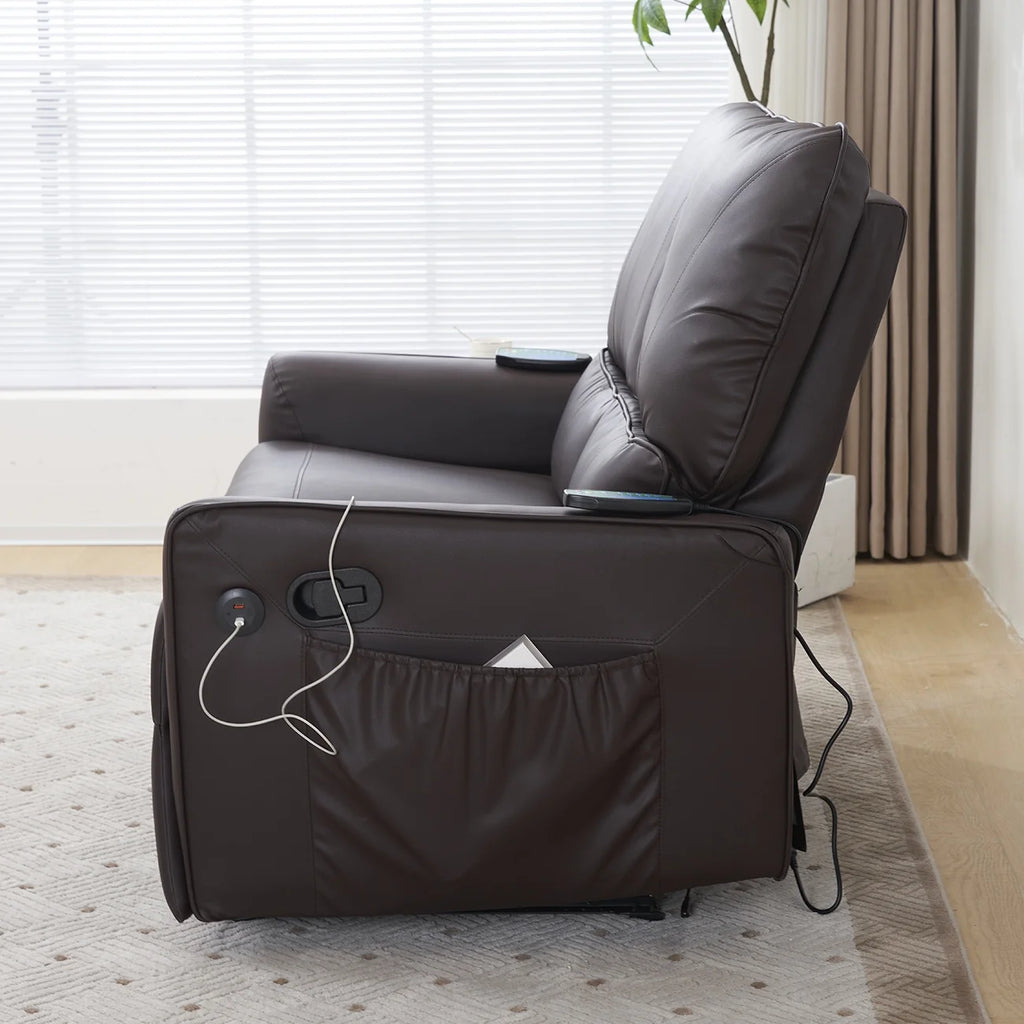 Brown 2 Seater Power Recliner with Massage and Heat Y645809