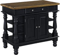 Black Kitchen Island with Distressed Oak Top A333